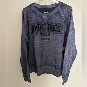 Hard Rock Cafe Sweatshirt, L unisex navy, from the orig London cafe,  NEW w/tags